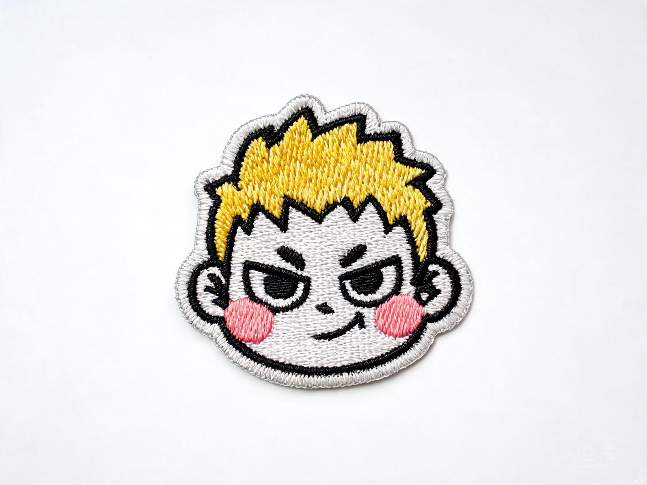 Custom embroidered cartoon patch with dense stitching and merrowed border