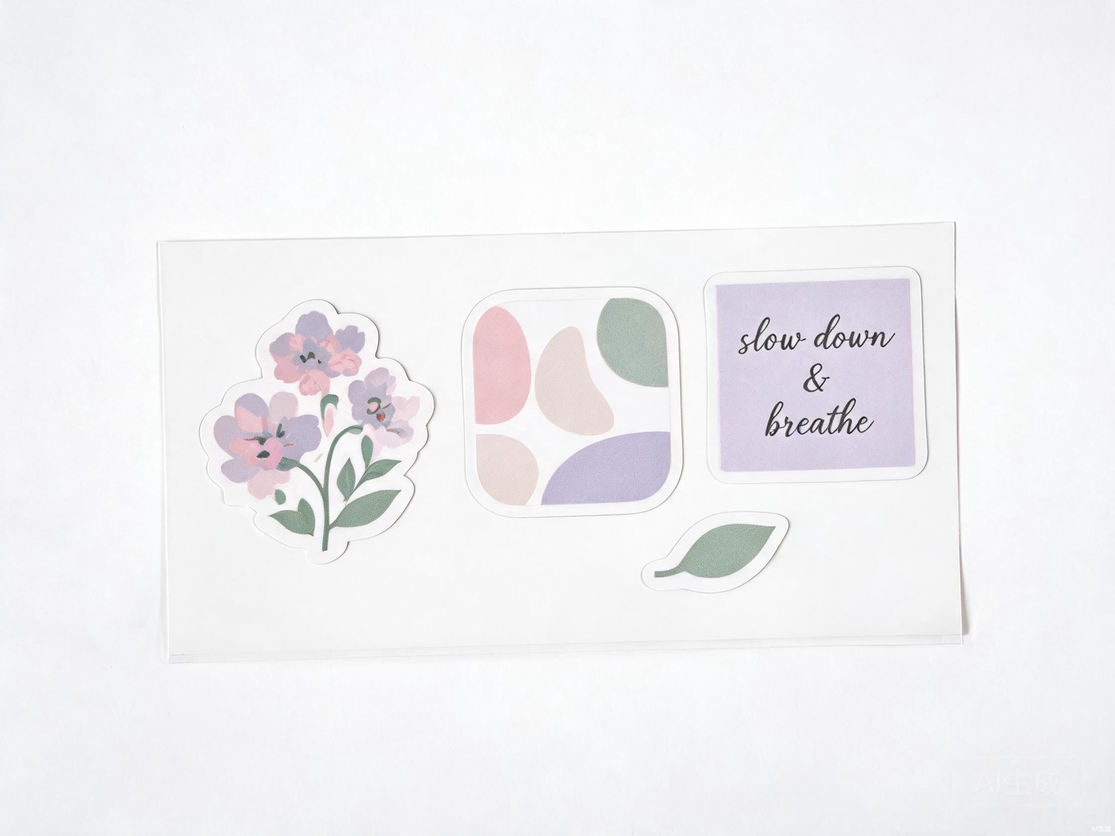 Elegant matte PVC sticker sheet with pastel botanical designs