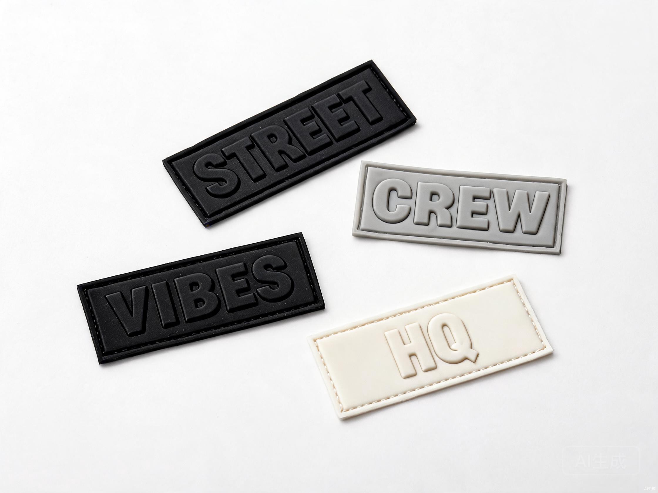 3D embossed silicone rubber labels with raised text logo